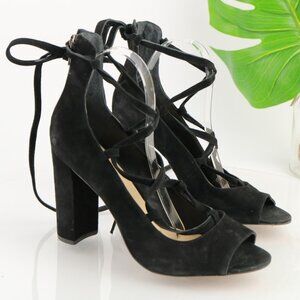 Vince Camuto Black Lace-Up Sandals with Chunky Heel